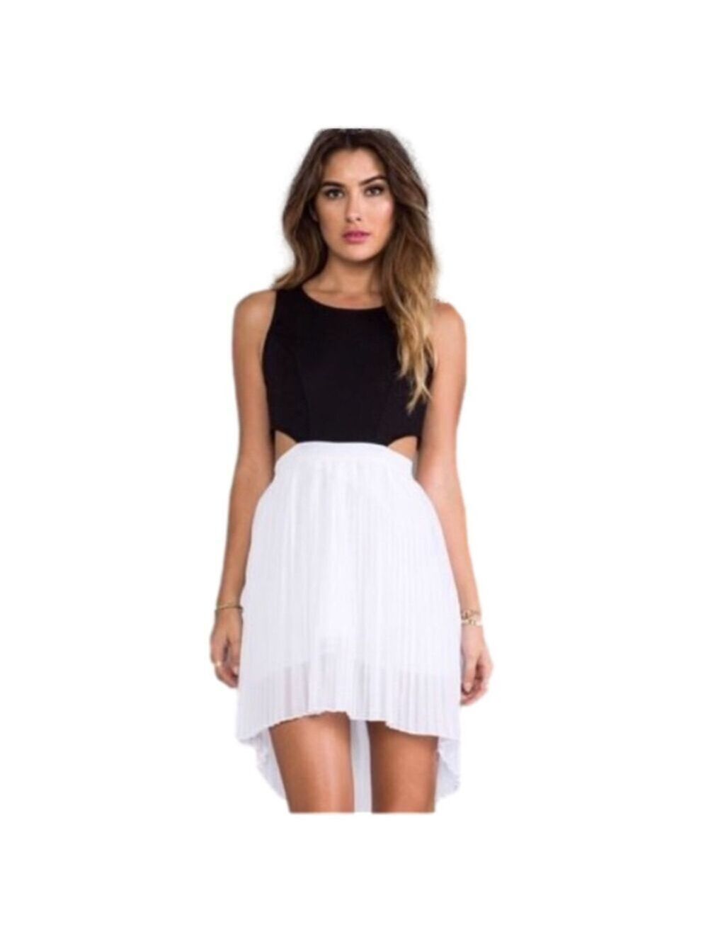 Jack By BB Dakota Black and White Evening Cocktail Cut Out Dress NWOT - Picture 3 of 10